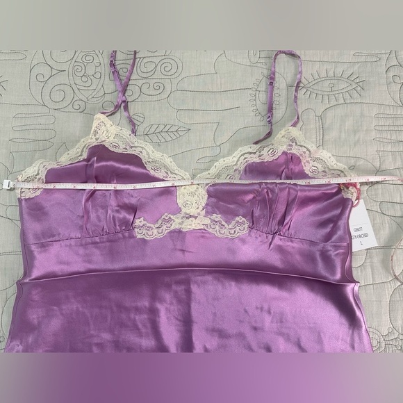 NEW Pearl Lace Two Tone Silk Cami Sz L Orchid Cream Lace - Picture 3 of 5